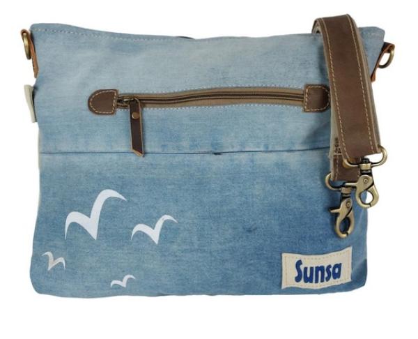 Sunsa Damen Umhängetasche aus Canvas & recycelter Jeans